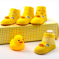 Duck Shaped Non Skid Cotton Crew Socks With Grips For Baby Toddler Girls And Boys Gift Sets